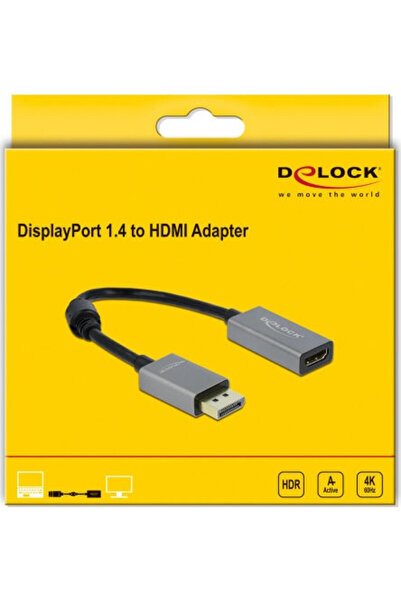 DELOCK Μετατροπέας DisplayPort αρσενικό σε HDMI θηλυκό Γκρι 1 τεμάχιο 66436