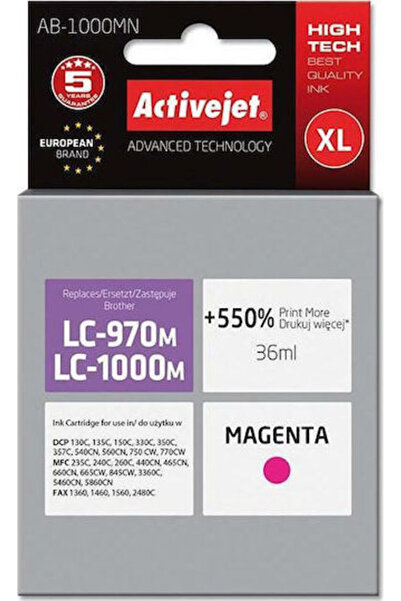 Active Συμβατό μελάνι για εκτυπωτές inkjet Brother LC-1000M/LC-970M 36ml Ματζ...