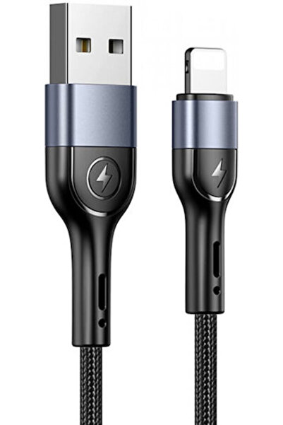 Usams U55 Πλεγμένο Καλώδιο USB-A σε Lightning Μαύρο 1μ (SJ448USB01)