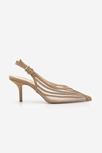 Marjin Women's Stiletto Pointed Toe Transparent Mesh Strap Classic Heeled Sho...