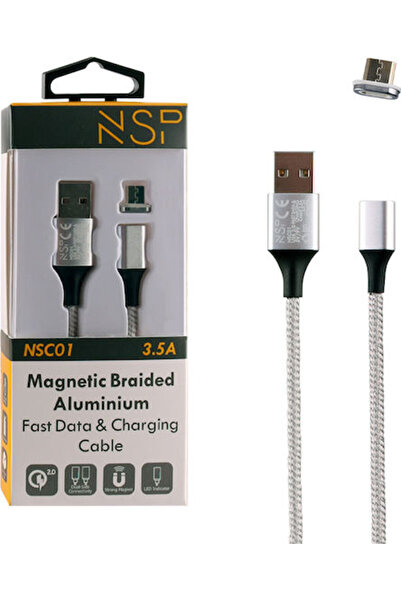 NSP 1μ Πλεκτό / Μαγνητικό Καλώδιο USB 2.0 σε micro USB Ασημί