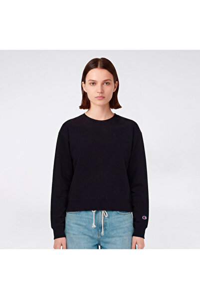 Champion Crewneck Regular Fit Kadın Siyah Sweatshirt