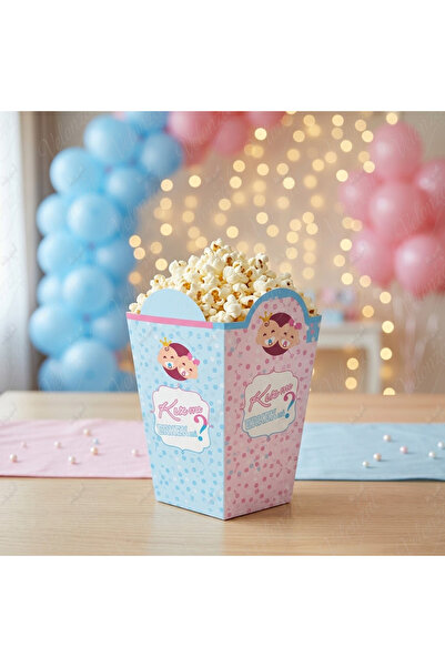 VELONZAL Cinsiyet Öğrenme Partisi Temalı Patlamış Mısır (Popcorn) ,Cips Kutus...