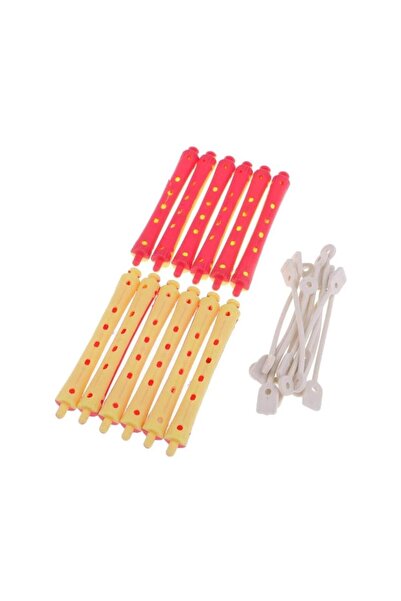 MAXDONA Max Donna Plastic Hair Rollers Red Yellow 10Pcs Hair Curlers No Damag...