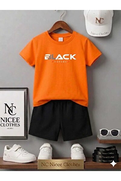 NC Nicee Clothes LETNJA DEČJA MAJICA I KRATKE HLAČE UNISEKS (BELI CRNI TISK)