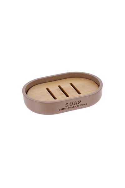 Tendance Polyresin Soap Dish with Draining Bamboo Insert 2.3 x 8.3 x 12.3 cm