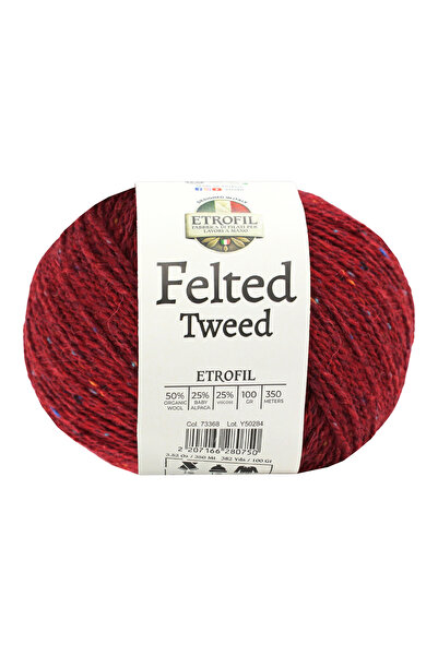Etrofil Felted Tweed Knitting Yarn Pomegranate Red 50% Organic Merino Wool 25...