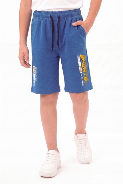 YA KO KİDS Sports Print Detailed Elastic Waist Double Pocket Summer Boys' Capri Pants
