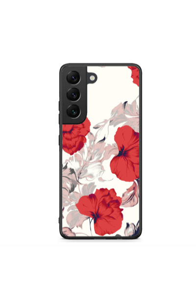 Other Samsung S22 Plus Red Flowers Black Glossy Θήκη