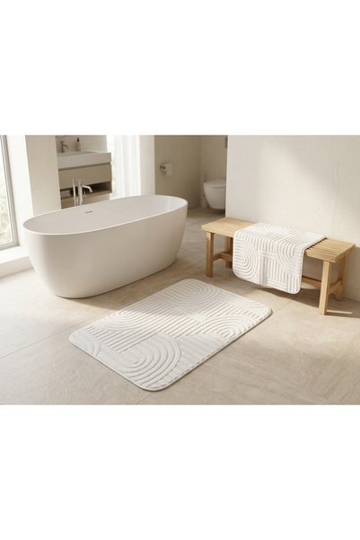 Menderes Home Cotton Collection Bohem Welsoft 2'li Banyo Paspası Krem 60x100+50x60 cm