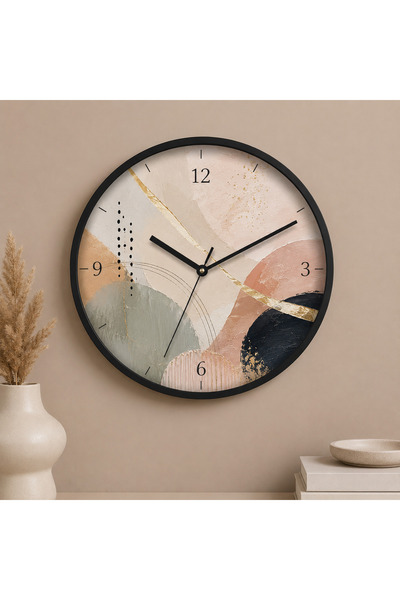 Defkay Ceas de perete din lemn, lucrat manual, colorat, cu design modern și m...