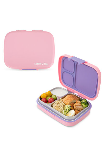 Eazy Kids Premium Stainless Steel Lunch Box 710ml – Leakproof 3-Compartment L...