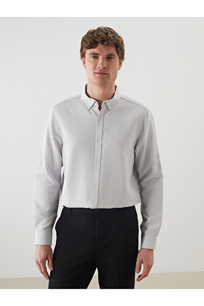 LC Waikiki Nevavm Slim Fit Long Sleeve Dobby Men's Shirt with Difference