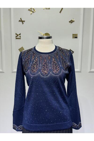 ModaMinar Women's New Season Nergiz Knitwear Fabric Stoned Imported Blouse