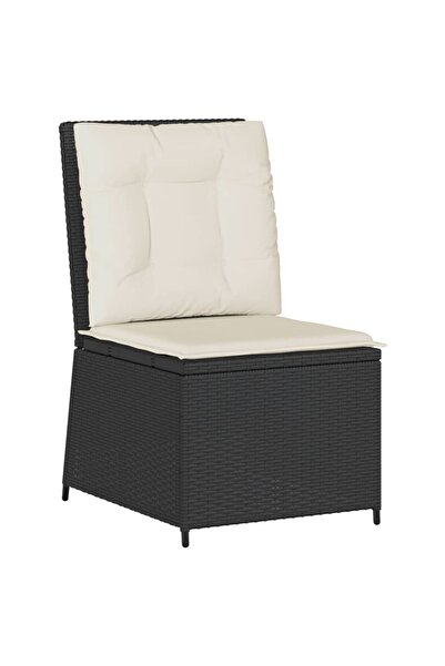 vidaxl Garden folding sofa with cushions, black, polyrattan