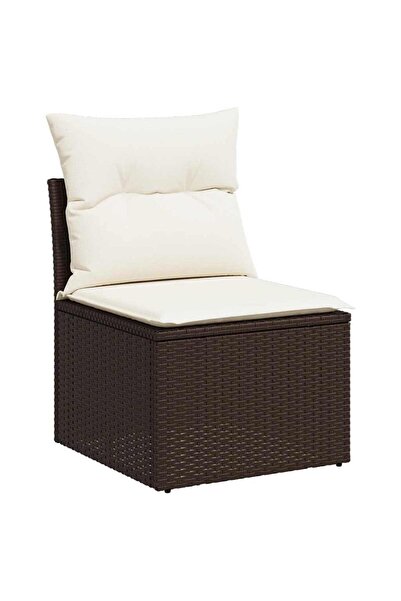 vidaxl Garden sofa without armrests, with cushions, brown, polyrattan