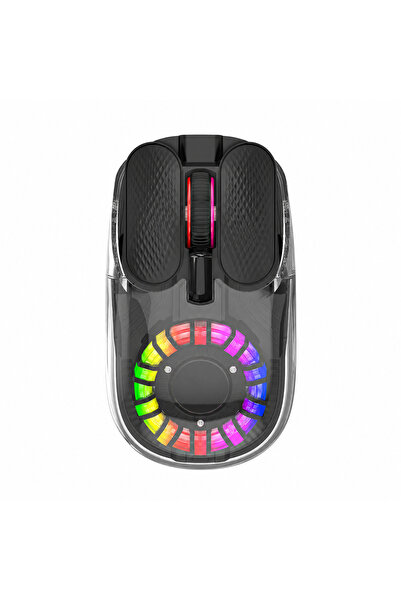 Zilvana Siyah Şeffaf RGB Işıklı Type-C Şarjlı Kablosuz Mouse