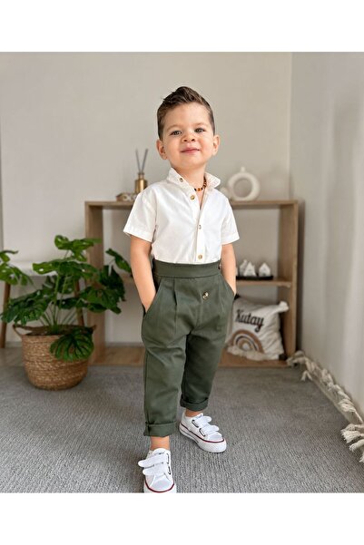 favorimkids Summer Short Sleeve Green Cotton Set 2 Pieces Bottom and Top