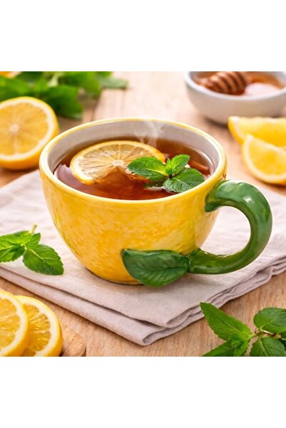 SHOPIENS Dolomite Lemon Mug Ceramic Fruit Design Leaf Decor Kitchen Coffee Te...