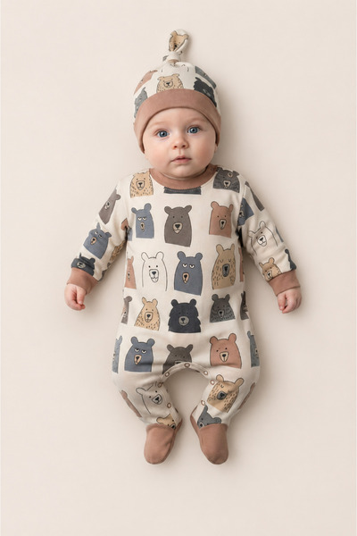 emir baby 🧸   Cute Teddy Bear Newborn Romper Set