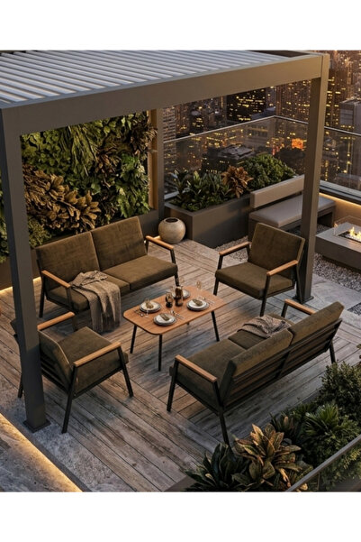 Dekoroom's Viento, Bahçe Mobilyası, 2 + 2 + 1 + 1, Sehpalı