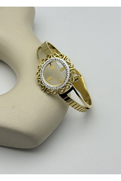 BİJU YILMAZ Steel gold stone infinity frame stylish band quarter clamp - 26klp53