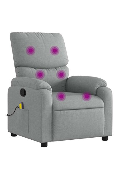 vidaxl Fotoliu de masaj rabatabil, gri deschis, textil