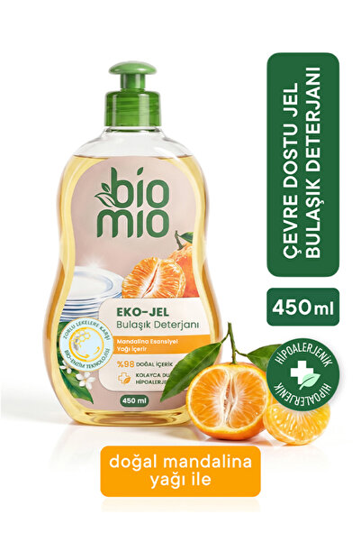 BioMio %98 Doğal İçerikli Hipoalerjenik Mandalina Özlü Çevre Dostu Bulaşık De...