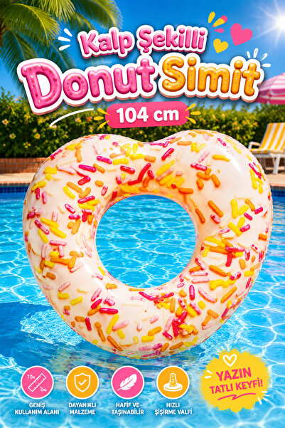 craftivio Heart Shaped Donut Sea Ring Realistic Printed Large Size Pool Ring ...