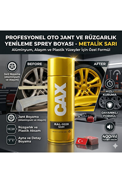 caxcolors CAX Profesyonel Oto Jant Ve Rüzgarlık Yenileme Sprey Boyası 400 ml ...