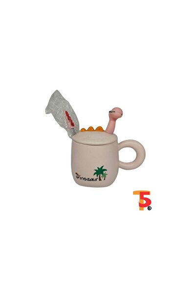 te5ir 3D Dinosaur Figured Ceramic Mug Cup with Lid and Spoon Mug Set for Chil...