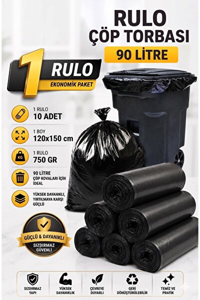 YOK YOK AMBALAJ Sac de gunoi industrial negru, de dimensiuni mari, 120 x 150 ...