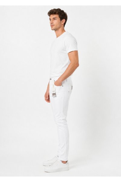 Ceza Denim Men's Skinny Fit Slim Summer-Spring Lycra White Jeans Trousers Jeans Denim