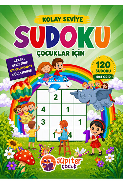 Jüpiter Çocuk Yayınları Çocuklar İçin Kolay Sudoku Kitabı | 4x4 Sudoku Bulmac...