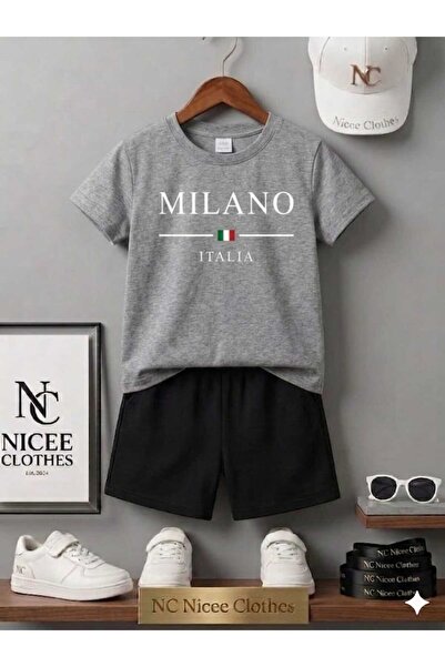 NC Nicee Clothes LETNJA DEČJA MAJICA I KRATKE HLAČE UNISEKS (BELA MILANO LINI...