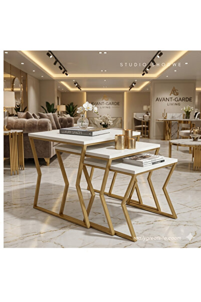 luxino Coffee table set Nesting Coffee Table Set of 3 Pices, Round Coffee, wo...