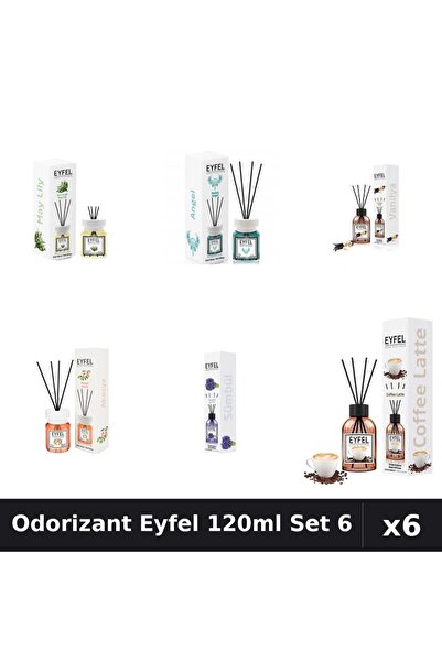 Eyfel Top Bottom Set of 6 Room Air Fresheners Sticks 120ml - Lily of the Vall...