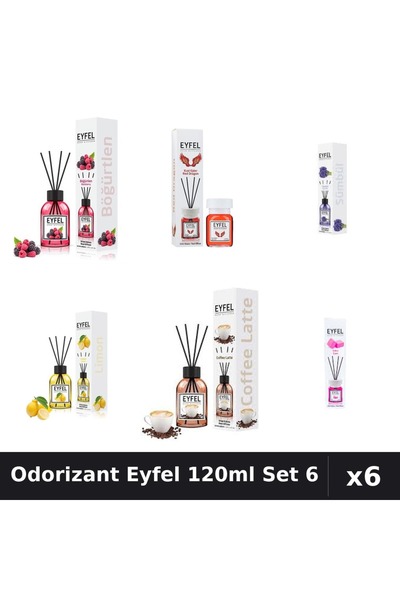 Eyfel Set 6 Odorizante Camera Betisoare - 6 Arome Asortate, 120ml Parfum