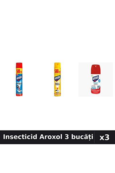 Aroxol Set 3 Spray Insecticid 100ml 500ml 580ml - Protecție Anti Insecte Efic...