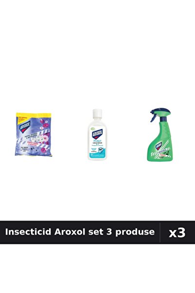 Aroxol Set 3 Insecticid - Spray 400ml, Loțiune 85ml, Spirale 20buc - Anti Ins...