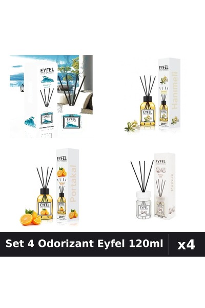 Eyfel Set 4 Odorizante Camera Betisoare, Bumbac, Mana Maicii Domnului, Ocean,...