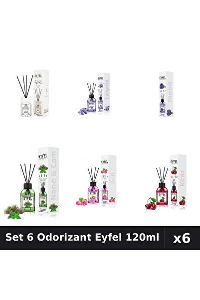 Eyfel Set 6 Odorizante Camera Betisoare, Bumbac, Cirese, Lavanda, Pin Si Ment...