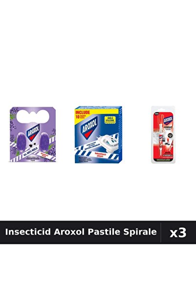 Aroxol Set 3 Pastile Anti-Insecte - Spirale Eficace 2 buc + 5g - Protectie