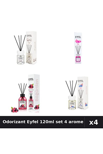 Eyfel Set 4 Odorizant Camera Betisoare 120ml - Bumbac, Bubble Gum, Fructe, Or...