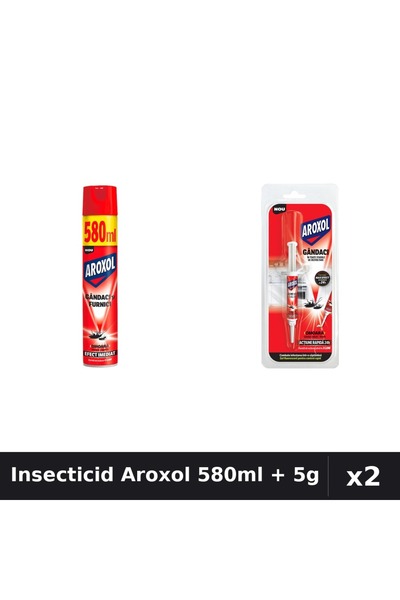 Aroxol Set 2 Insecticid - Spray 580ml + Pastile 5g - Anti Gandaci, Tantari, M...