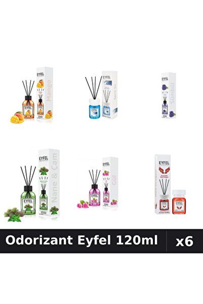 Eyfel Set 6 Odorizante Camera Betisoare - 6 Arome Asortate, 120ml Parfum