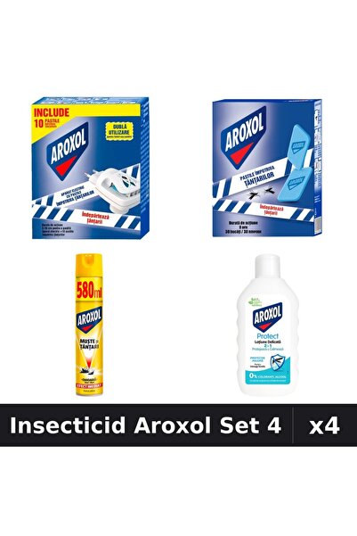 Aroxol Set 4 Insecticid - Spray 580ml, Pastile 30 buc, Loțiune Repelent 200ml