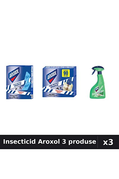 Aroxol Set 3 Insecticid - Pastile 30 buc, Aparat 45 nopti, Spray 400ml - Prot...