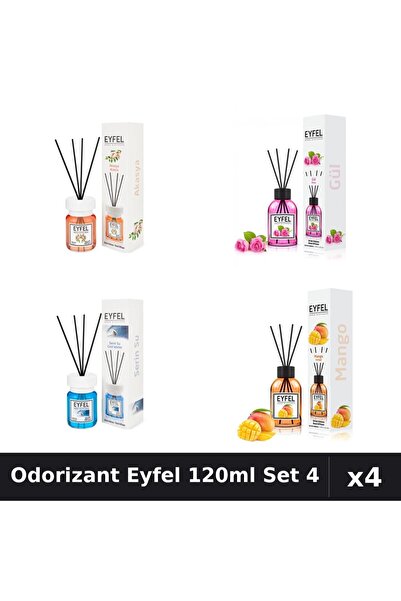 Eyfel Set 4 Odorizant Camera Betisoare 120ml - Acacia, Trandafir, Cool Water,...