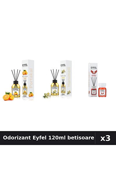 Eyfel Set 3 Odorizant Camera Betisoare 120ml - Portocala, Mana Maicii Domnulu...
